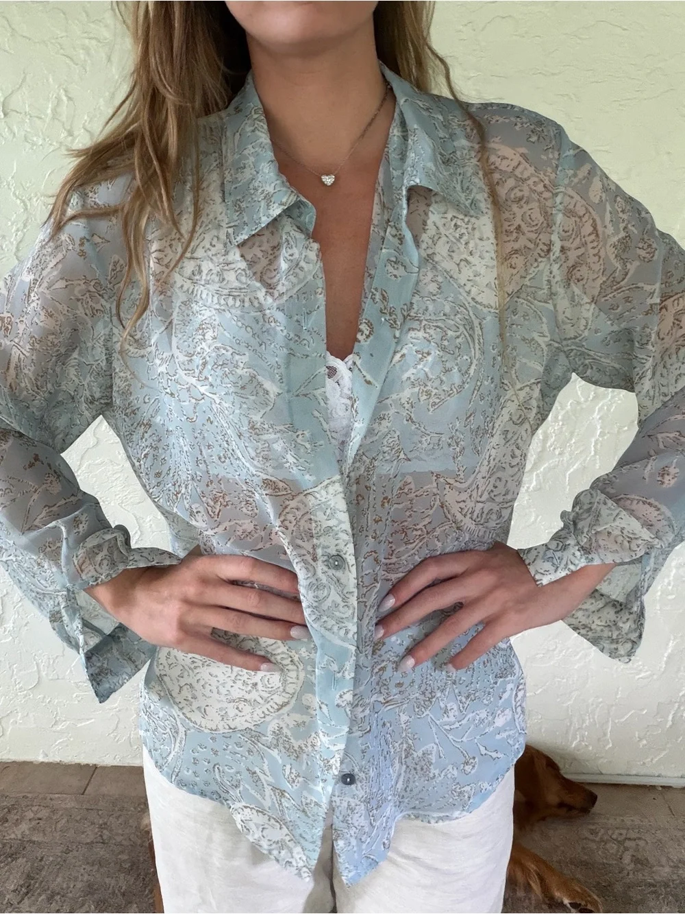 Jordan size XL sheer long sleeve blouse - Picture 3 of 5